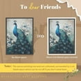 thumbnail image 2 of Akania Elegance Peacock Canvas Wall Art Animal Painting Print Vintage Blue Peacock and White Floral Picture Artwork Decor Black Framed 8x12 Inch, 2 of 7