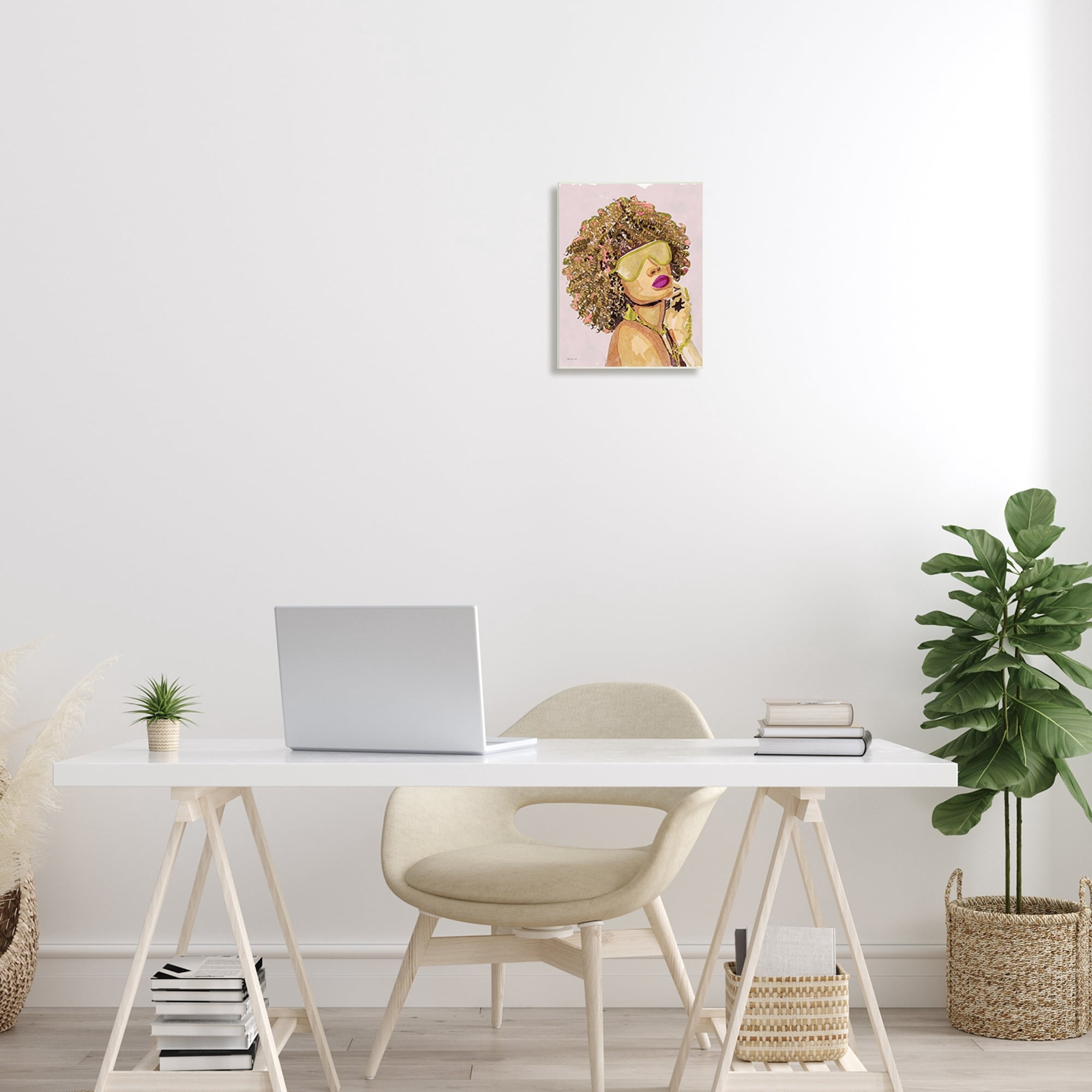 Stupell Industries Glamorous African Female Portrait Gold Fashion Jewelry,13 x 19, Design by Stellar Design Studio