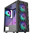 thumbnail image 1 of MOROVOL PC Case Pre-Install 4 RGB Fans, ATX Gaming Computer Case with Diamond-Shaped Mesh Front & Tempered Glass Side Panel, USB 3.0 Airflow Mid Towe, 1 of 6