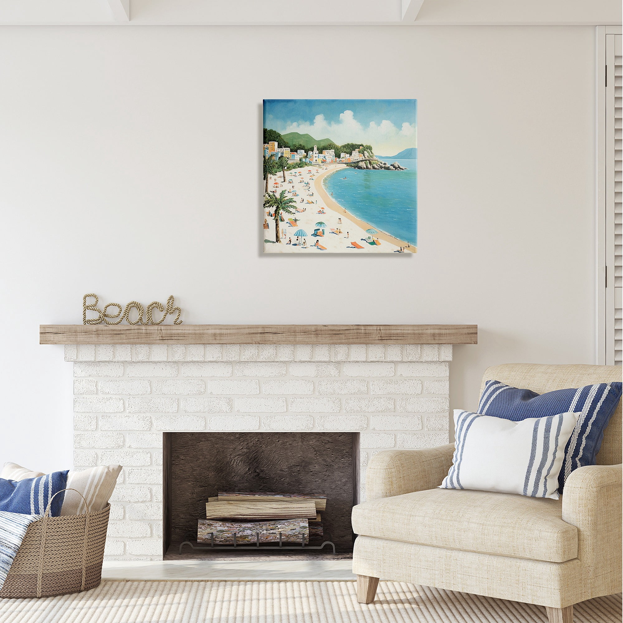 Stupell Industries Tropical Beach Goers Landscape Painting Gallery Wrapped Canvas Art Print Wall Art, 24 x 24