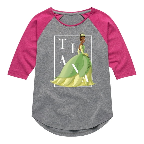 Disney Princess - Tiana Box Outline - Toddler And Youth Girls Raglan Graphic T-Shirt