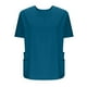 thumbnail image 2 of Blusas para mujer,Blusa informal de poliéster liso con cuello en V y mangas cortas para mujer, con botones frontales para uso diario, sopatenor, 2 of 8