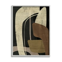 Stupell Industries Boomerang Shape Abstraction Abstract Painting Gray Framed Art Print Wall Art, 24 x 30