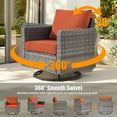 thumbnail image 3 of Toject 9 Pieces Outdoor Paito Furniture Set, Outdoor Conversation Sets with Swivel Chairs and Fire Pit Wicker Outside Furniture for Graden Balcony (Orange Red), 3 of 9
