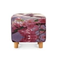 thumbnail image 2 of SCRAWLGOD Hummingbird Peach Blossom Print Ottoman Cover Stretch Square Ottoman Slipcover for Foot Stool, Anti-Scratch Folding Storage Furniture for Living Room with Nonslip Elastic Bottom, 2 of 7