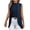Navy, variant on Women's Longline Sleeveless Blouse High Neck Double Layer Curved Hem Casual Top for Spring Summer Wear