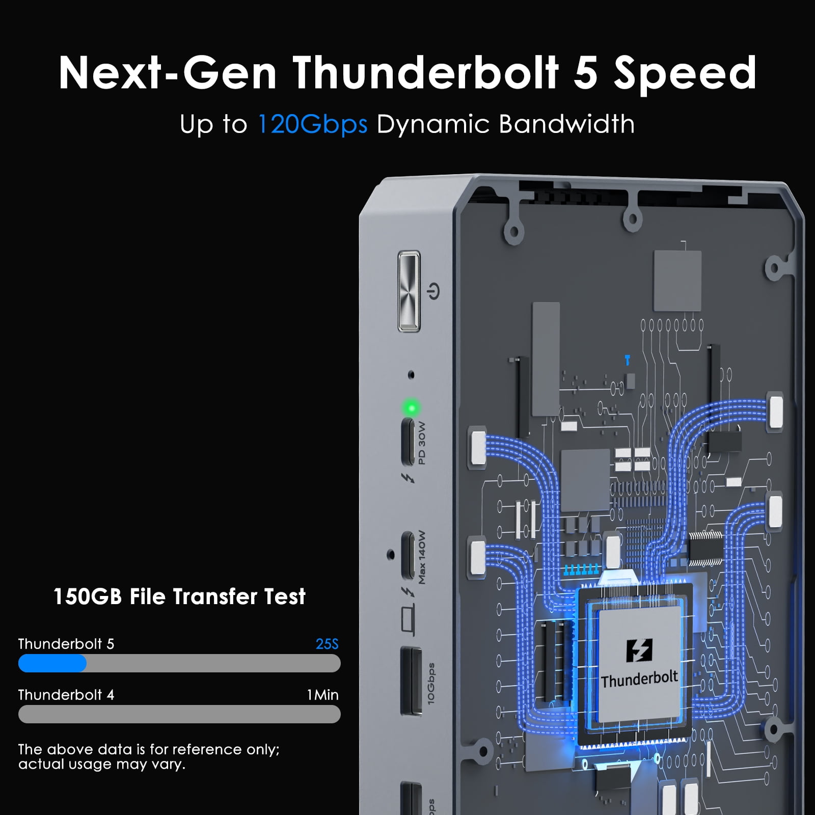 WAVLINK 12-in-1 Laptop Docking Station with 140W Charging, Triple 4K/Dual 8K Display USB Hub Thunderbolt 5 Dock with TB5 Ports, 2.5G Ethernet, USB-A 10Gbps for TB5/4 Laptops