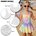 thumbnail image 5 of Uorisanigo Girls Swimsuit One Piece Colorful Giltter Butterfly Size 3-4 Modest Skirted Bathing Suit Back Strap Summer Swim Dress Pool Party, 5 of 6