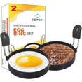 thumbnail image 2 of Juego de 2 anillos para huevos de 3.5 "con mango de silicona, anillo grande para freír huevos, molde redondo para panecillos ingleses - Plancha para cocinar para el desayuno, 2 of 5