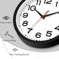 thumbnail image 3 of Wall Clock 14 Inch Large Silent Non-Ticking Modern Clock Battery Operated Classic Simple Minimalist Analog Decorative for Kitchen, Living Room,Office, Bedroom, Bathroom (Black), 3 of 8
