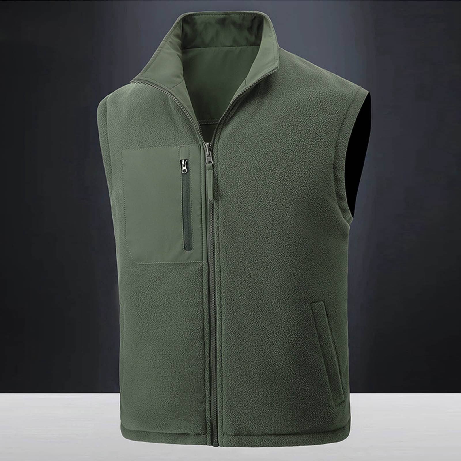 Zedker Men's Windproof Lightweight Golf Vest Outerwear Softshell Sleeveless Jacket for Running Hiking Sports with Pockets Army Green XL