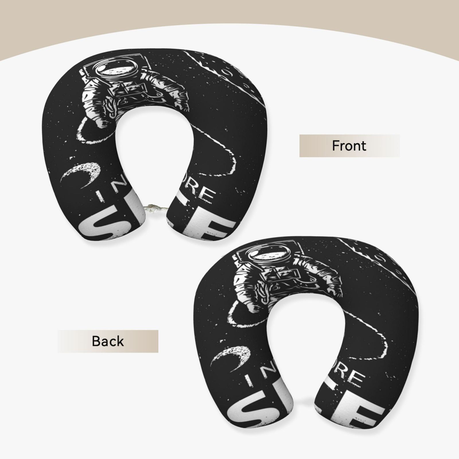 Xecao I Need More Space Print Memory Foam Cervical Neck Pillow Versatile U-Shaped Pillows for Home,Office,Camping,Travelling,Soft Washable Cover