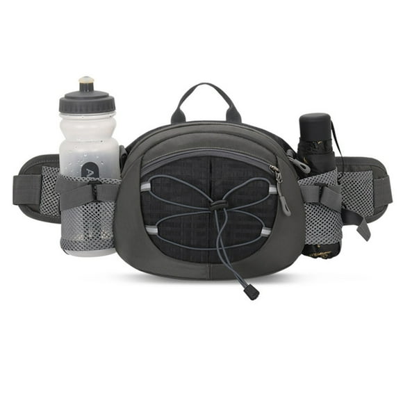 Running Belt with Bottles - Water Belts for Woman and Men - Fuel Marathon Waist Pouch for Runners - Jogging Cycling Biking,Black gray
