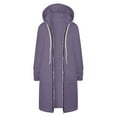 thumbnail image 5 of Long Hoodies for Women Zip Up Double Zipper Fleece Tunic Sweatshirts 2025 Fall Winter Oversized Jacket With Pockets Long Sleeve Casual Travel Outerwear​ Light Purple S, 5 of 7