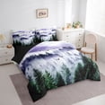thumbnail image 3 of Manfei Woodland Pine Tree Bedding Comforter Set 7pcs for Men, Nature Landscape King Bedding Sets, Purple Rustic Farmhouse Reversible Bed Sheets, Microfiber Bedroom Decor, 3 of 7