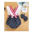 thumbnail image 3 of Arvbitana 2Pcs Newborn Baby Girls 4th of July Romper 3 6 9 12 18 Months Ruffle Striped Star American Flag Bodysuit Summer Clothes Headband Independence Day Set, 3 of 9