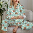 thumbnail image 6 of Pofeuu Snail And Flower Print Womens Pajamas Set Long Sleeve Sleepwear Button Down Nightwear Soft Pj Lounge Sets Button Down Pajamas Women-Medium, 6 of 7
