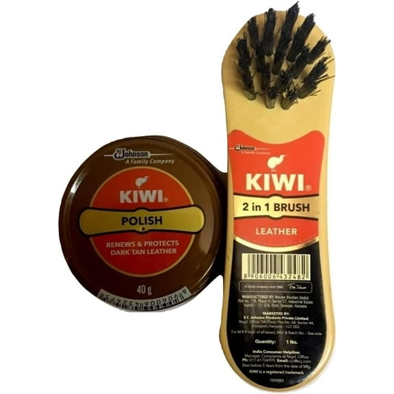 By Be The Bestest Kiwi Shoe Polish Paste (1, Dark Tan) with Kiwi Leather Shine Brush