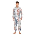 thumbnail image 3 of FORMRS Onesies Pajama for Adults Unisex Hoodie Winter Jumpsuit One Piece Sleepwear, Sizes S-2XL, White Sea Plants, 3 of 7