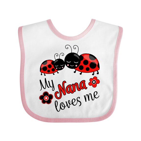 Inktastic My Nana Loves Me with Cute Ladybugs Boys or Girls Baby Bib