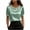 Green, variant on Green Satin Blouse for Women Puff Short Sleeve Pearl Embellished Round Neck Elegant Casual Top,Size 2XL