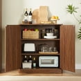 thumbnail image 3 of Hommoo 31.5" Modern Wooden Wavy Buffet Sideboard Accent Storage Cabinet, Curved Contour Design Sideboard Buffet Cabinet,Walnut, 3 of 7