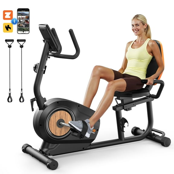 YOSUDA PRO Recumbent Exercise,350 lbs Capacity,16-Level Magnetic Resistance, Smart Workout APP, Adjustable Seat and Pulse Sensor.