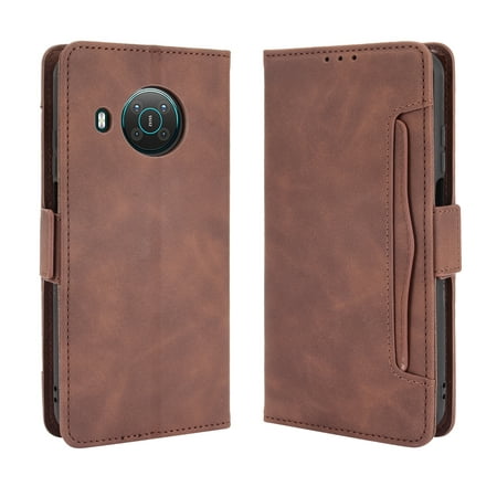 Case for Nokia X100 Cover Adjustable Detachable Card Holder Magnetic closure Leather Wallet Case - Brown