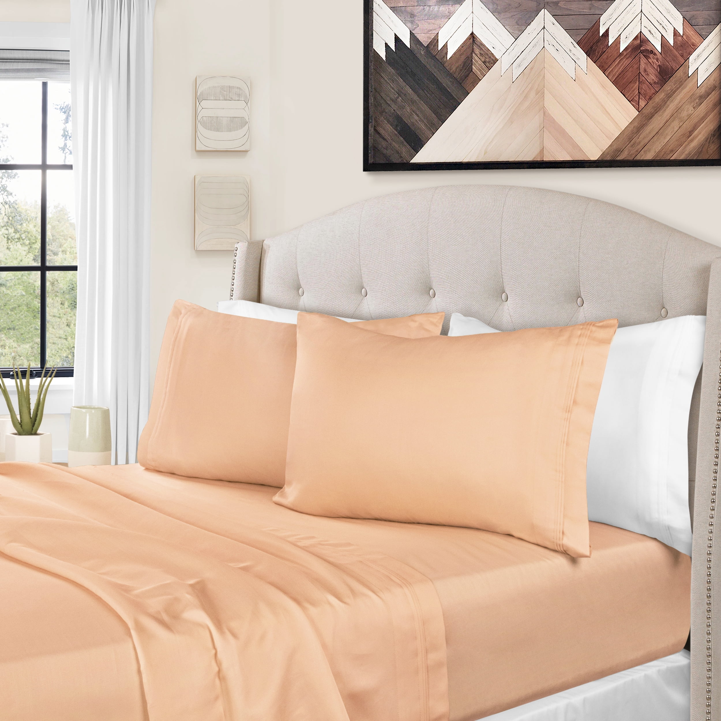 Photo 1 of 1500 Thread Count Egyptian Cotton Bedding Sheets Pillowcases, 4-Piece Sheet Set by Impressions - Full