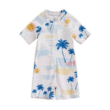 

Hirigin Tree Print Baby Boy Girl Rashguard Swimsuit with Short Sleeve Zip