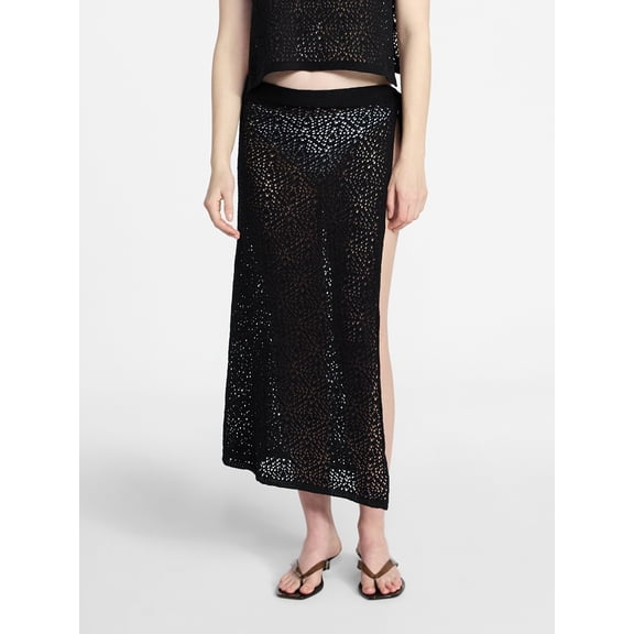 No Boundaries Crochet Knit Skirt with Side Tie, Women's