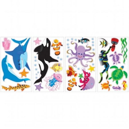 Ocean Decal Set - Room Mates SPD0002SCS Awesome Ocean Peel And Stick Wall Decals