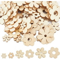 100Pcs Wooden Flower Crafts Mini Wood Embellishments Unfinished Flowers Shape Wooden Cutout Slices Scrapbooking Decorative Handmade Ornament for Graffiti Craft Making Home Decor DIY Supplies DIY