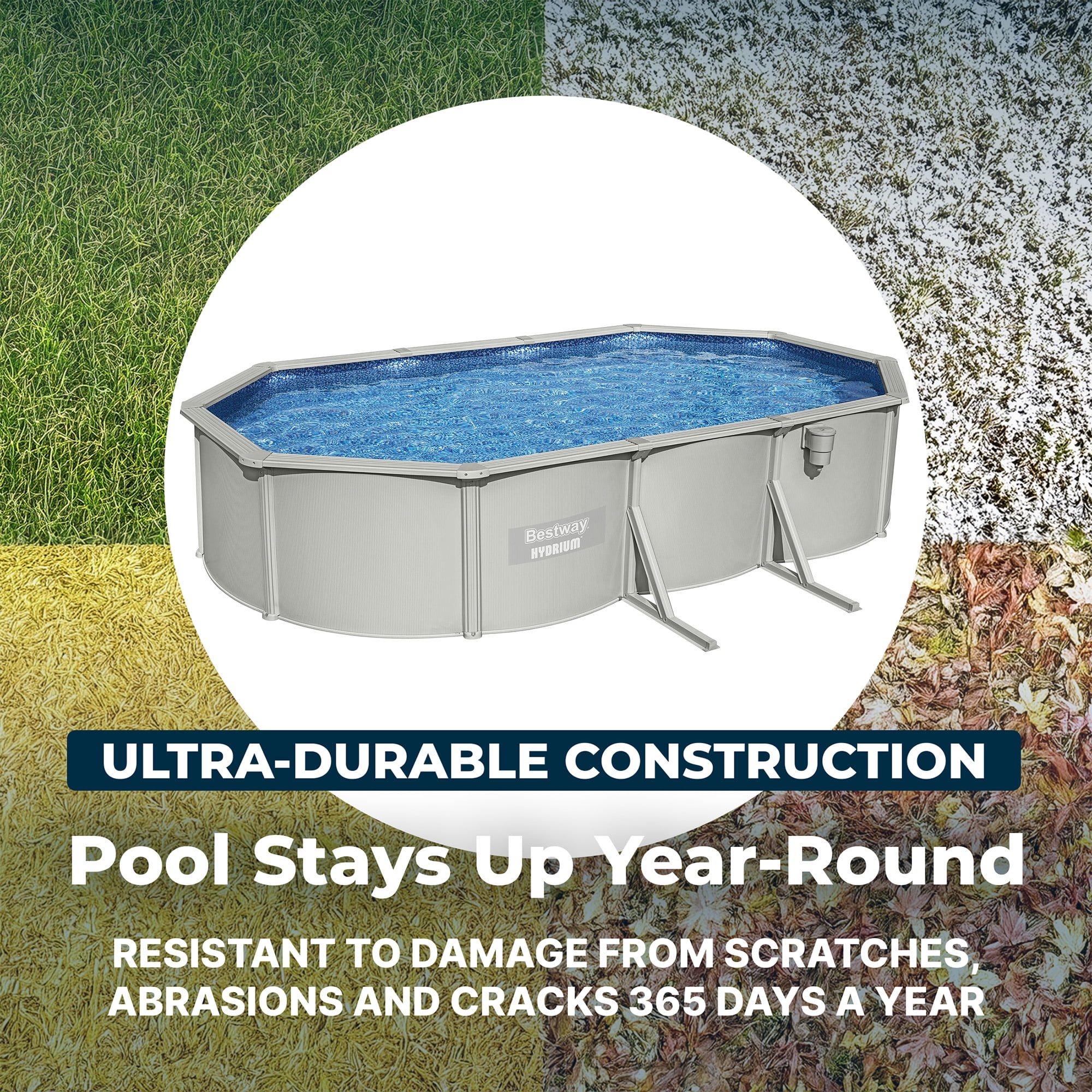 Bestway Hydrium 16'5" x 12' x 48" Steel Side Wall Above Ground Pool w/ Sand Pump & Accessories
