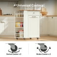 thumbnail image 6 of Kitchen Island, Island Table for Kitchen, Kitchen Carts on Wheels with Storage, Hidden Tilt Out Trash Cabinet, White, 6 of 7