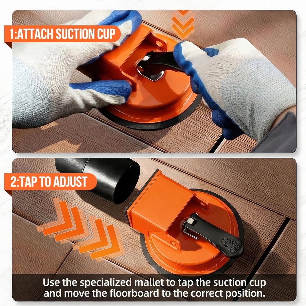 Heavy Duty Floor Gap Fixer Tool, Iron Laminate Floor Gap Repair Tool with Enhanced Suction Cup & 3 Sticky Pads for LVP Vinyl Wood Laminate Flooring Installation & Gap Adjustment Flooring Tools