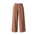 thumbnail image 4 of Women's Elastic Waist Loose Casual Pants, Solid Color Long Trousers with Pockets for Daily Home | TruBelle,Khaki L, 4 of 9