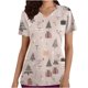 thumbnail image 2 of Pntutb, blusas con cuello en V y manga corta a la moda para mujer, blusa de bolsillo con estampado de uniforme de trabajo, tops Pntutb Pntutb-2948, 2 of 5