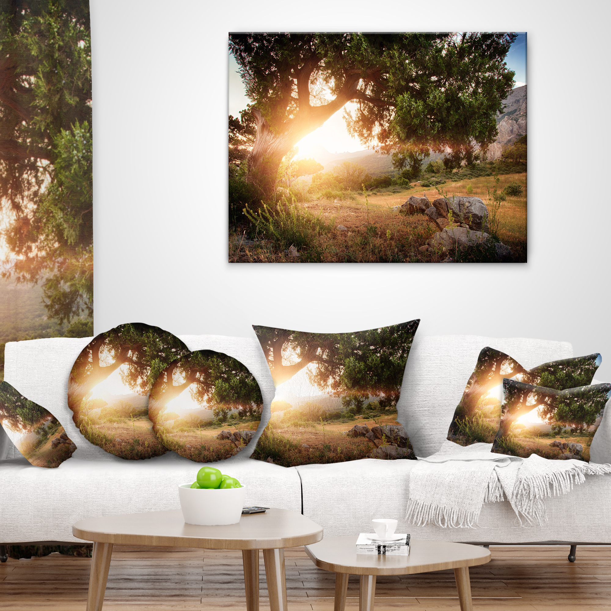 Designart Picturesque Foros Mountains - Abstract Throw Pillow - 18x18