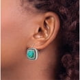 thumbnail image 5 of Stainless Steel Antiqued & Polished Imit. Turquoise Shepherd Hook Earrings (19 X 19) Made In China sre700, 5 of 6