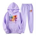 thumbnail image 2 of Feancey Sweatsuit for Women Novelty Love Heart Print Hoodies and Sweatpants 2 Piece Sets Valentines Day Cute Tracksuit Set with Pockets Purple XXL, 2 of 6
