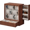 thumbnail image 1 of SONGMICS Caja para Relojes con 12 Ranuras, Expositor con Ventana, Chapa de Madera Maciza, Forro de Terciopelo, Marrón Café, 1 of 5