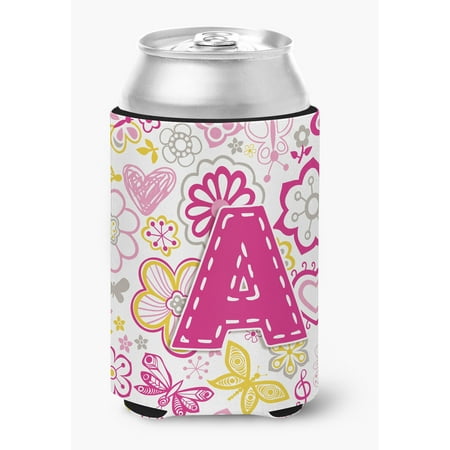

Letter A Flowers and Butterflies Pink Can or Bottle Hugger