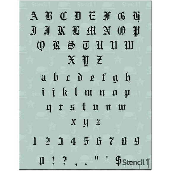 Stencil1 Font Stencil - Old English, 1/2" Letters