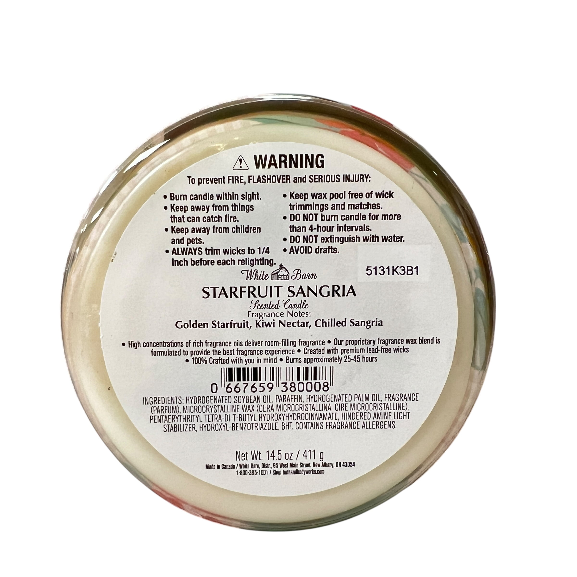Bath & Body Works Starfruit Sangria Scented 3 Wick Candle 14.5 oz