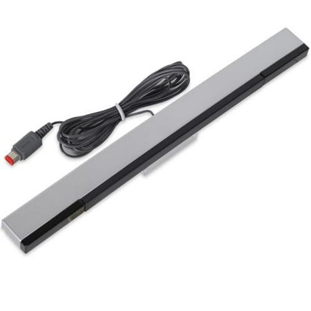 Fosmon Wired Sensor Bar for Nintendo Wii / Wii U - 9.4 inches (Silver / Black) - Comes with Stand