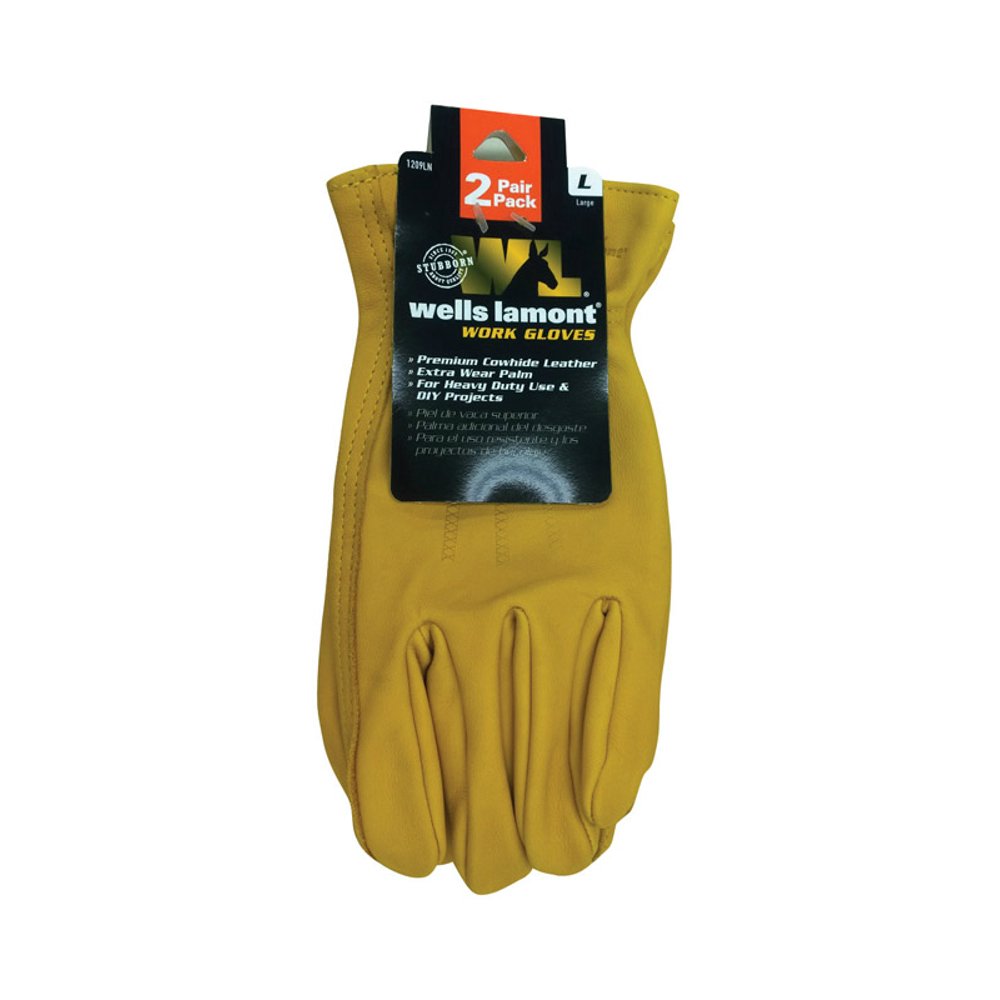 Wells Lamont 1209LN Universal Large Leather Work Gloves, Yellow