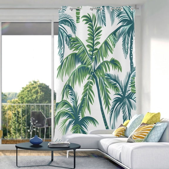 Tropical Palm Tree Leaves Blackout Curtains 84"x52" Thermal Insulated Curtain 1 Panel