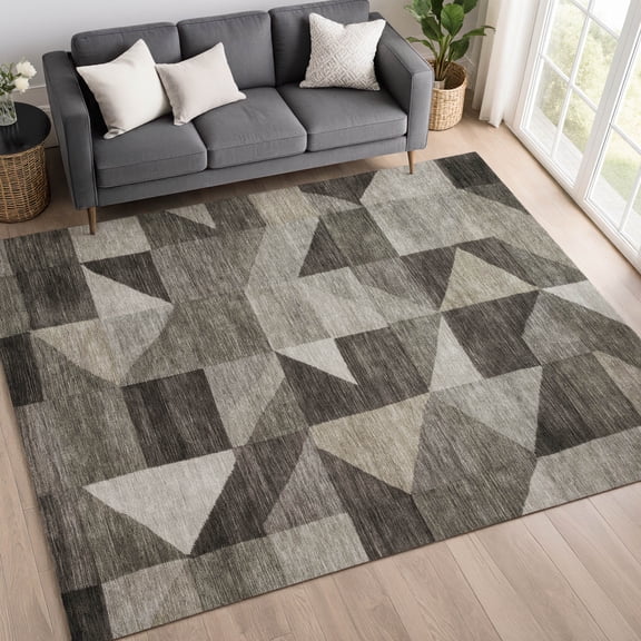 Addison Rugs Mayfield Premium Machine Washable Transitional Abstract Taupe Rectangle Rug, 10' x 14'