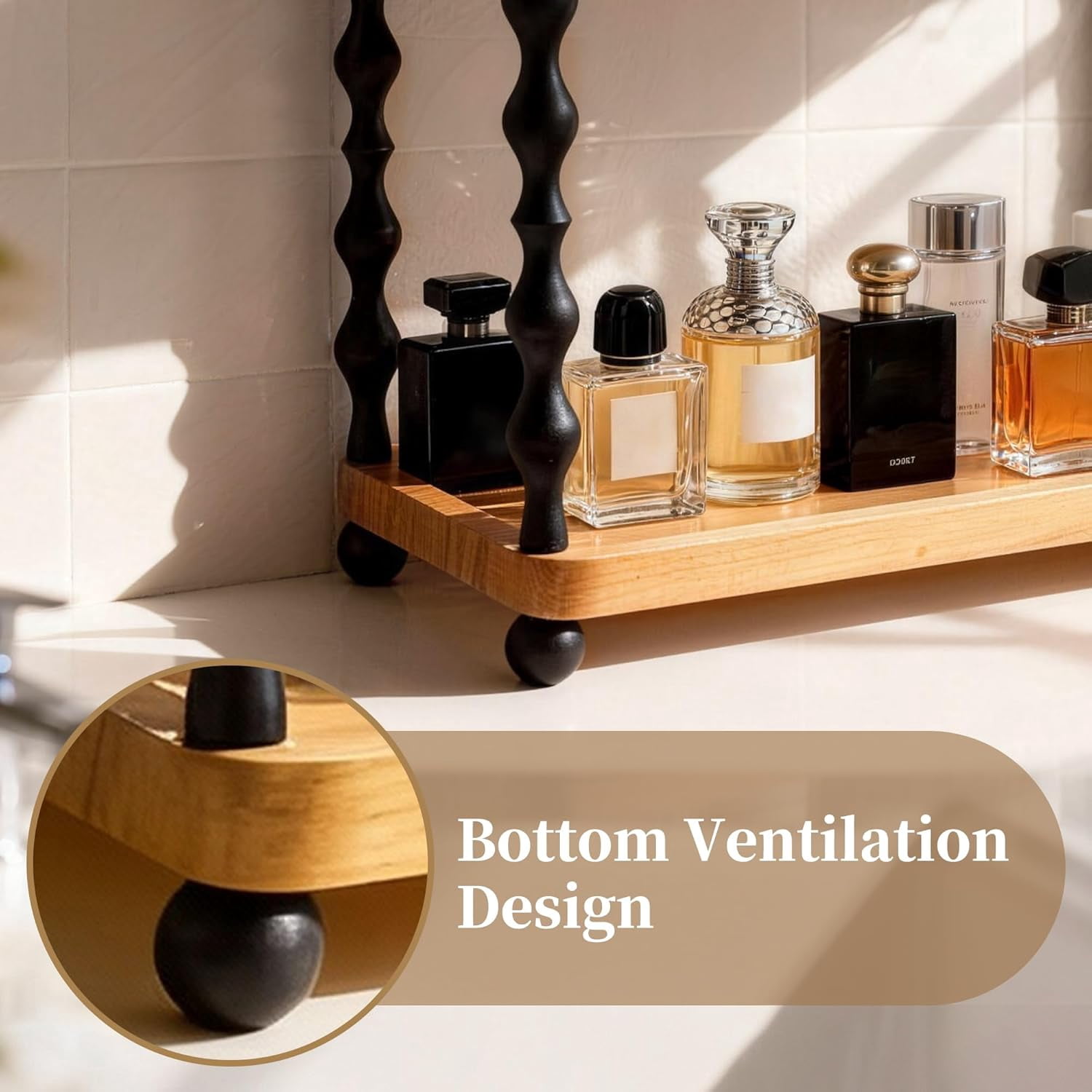 2-Tier Bathroom Counter Organizer , Wood Countertop Organizer for Storage, Skincare Organizers for Vanity, Counter Shelf for Bathroom Organization